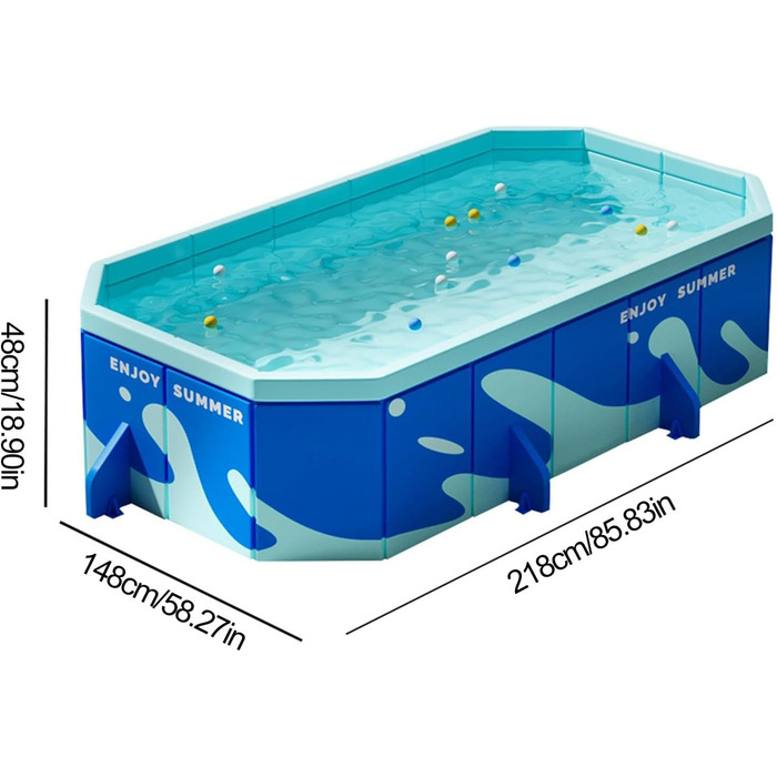 Портативний не надувний басейн - болотний басейн з твердою оболонкою, складний потовщений басейн для собак, прямокутний дитячий басейн для, відкритий басейн, простий у використанні, портативний для дорослих і домашніх тварин 2,2 метра