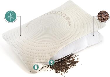 Гречана подушка, подушка для шиї, гречана подушка для голови від болю в шиї, подушка для сну на боці з бамбуковими наволочками, подушка для підтримки шиї з гречаної лушпиння, ортопедична подушка (40x80 см)