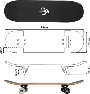 Скейтборд для підлітків, 79 см, нековзка дека, великий, до 100 кг, ЗОРЯНІ ВІЙНИ Мандалорець