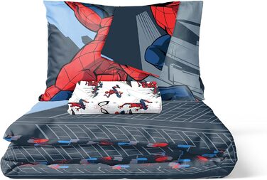 Двоспальне ліжко Джей Франко Marvel Spiderman City Streets з підодіяльником 200x200см 2 наволочки 50x70см 100 бавовна синій - Spid