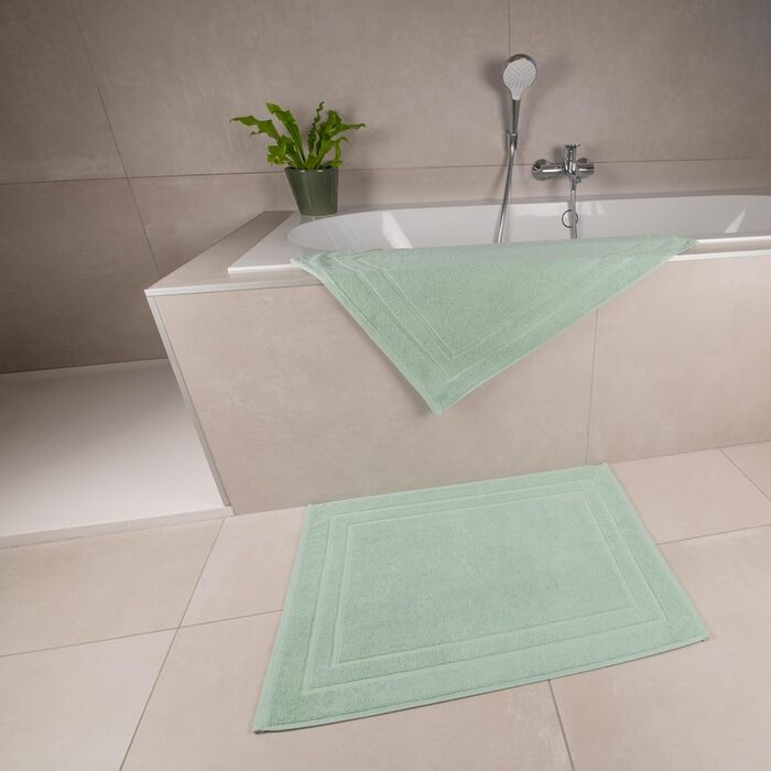Комплект килимків для ванної, 2 предмети Килимок для душу зі 100 бавовняної махрової тканини, 50x70 см Килимок для ванної кімнати, 700 г/м Швидковисихаючого, вбирає вологу, можна прати (колір Celadon Green)