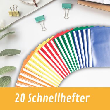 Папок-застібок (PP) DIN A4, 5 кольорів, пластик, що переробляється, зроблено в Німеччині - стійкі до документів та без кислот - 1 комплект (1 x 20 шт.), 20