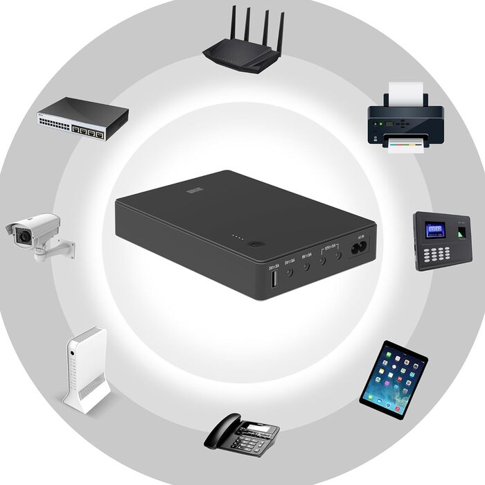 Джерело безперебійного живлення для роутера, модему, камери з входом AC вихід USB 5V DC 5V 9V 12V 3A (74Wh)