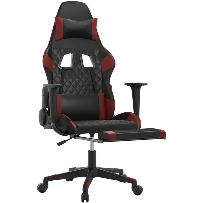 Геймерське крісло з підставкою для ніг, ергономічне, зі штучної шкіри, поворотне, регульоване, для комп&39ютера, домашнє використання, чорне, бордове