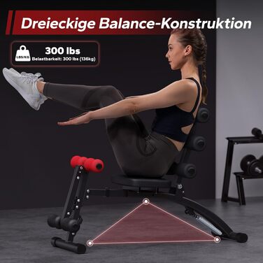 Тренажер для м&39язів живота MERACH, регульована лава для присідань, тренажер для тренування м&39язів живота для домашнього спортзалу для талії, живота, стегон, ніг, макс. 136 кг, для присідань/повітряного велосипеда/підйому ніг тощо, чорний