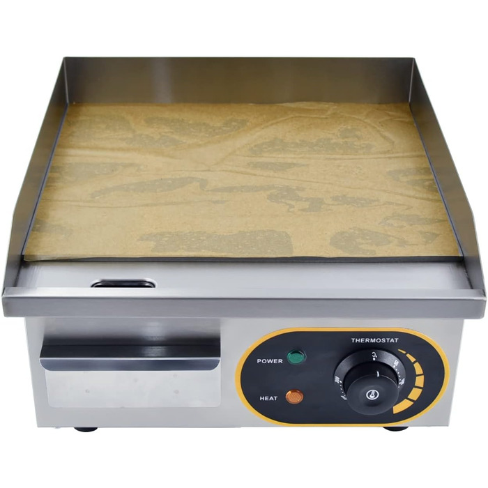 Електрична гладка сковорода, професійний гастроелектричний гриль Електрична плита для гриля з чавунною поверхнею гриля 35.5 x 30 см 1500 Вт для ресторанів, кухні, комерційних, побутових тощо. 36 x 38 x 20 см