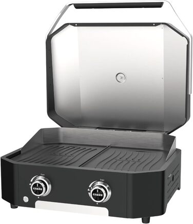 Гриль з кришкою, 2 конфорки, потужність 6.4 кВт, Електронне запалювання, LED освітлення, Нержавіюча сталь G-600 з порошковим покриттям, 600