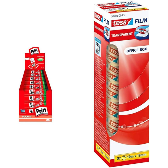 Клей-олівець Pritt, безпечний і зручний для дітей клей для творчості та рукоділля, міцний клей для шкільного та канцелярського приладдя, ручка Pritt 24x22 г (комплект зі стрічкою)