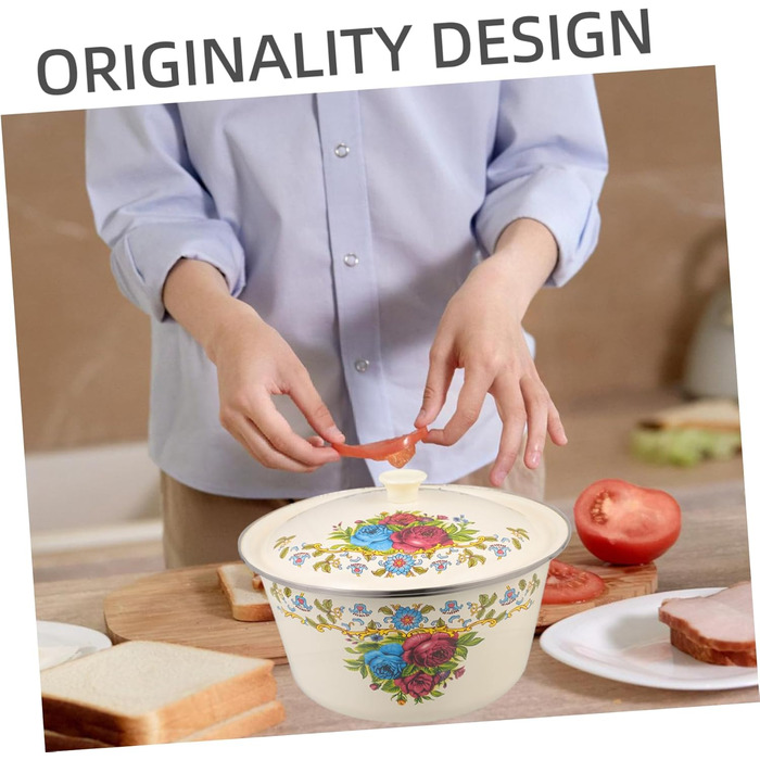 Емальована миска YARNOW, велика скляна миска для змішування, емальовані супові миски, емальовані тарілки, емальована миска, емальовані підноси, біла кругла миска, миска для хліба/фруктів, велика миска, стиль 2