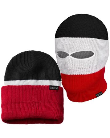 Шапка/Балаклава PGWEAR Troublemaker Чорно-біло-червона Шапка-маска Балаклава Ультрас Лижні Хулігани