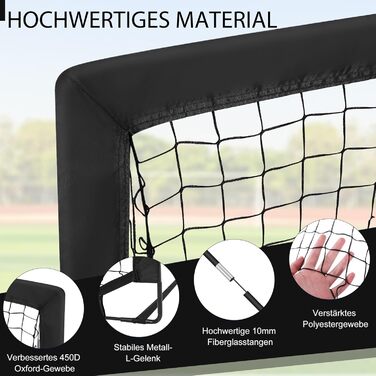 Дитячі футбольні ворота Topdot, футбольні ворота 2-в-1, складні футбольні ворота для тренувань на задньому дворі та надувних спортивних ігор на свіжому повітрі, 180x120 см, чорні