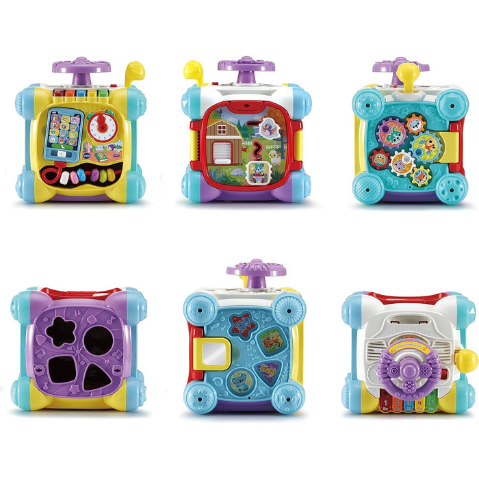 Інтерактивний ігровий куб з музикою, фігурами та рухомими елементами - для дітей 12-36 місяців, чорний