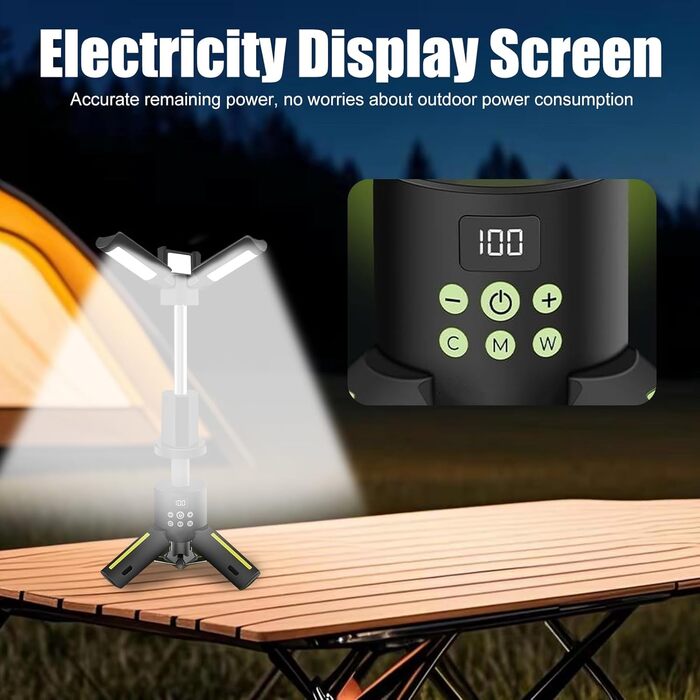 Багатофункціональний магнітний світлодіодний кемпінговий ліхтар OBEST ємністю 12000 мАг, бездротове освітлення будівельного майданчика, лампа для намету з регульованою яскравістю, портативний блок живлення із сигналом екстреної допомоги SOS та індикатором