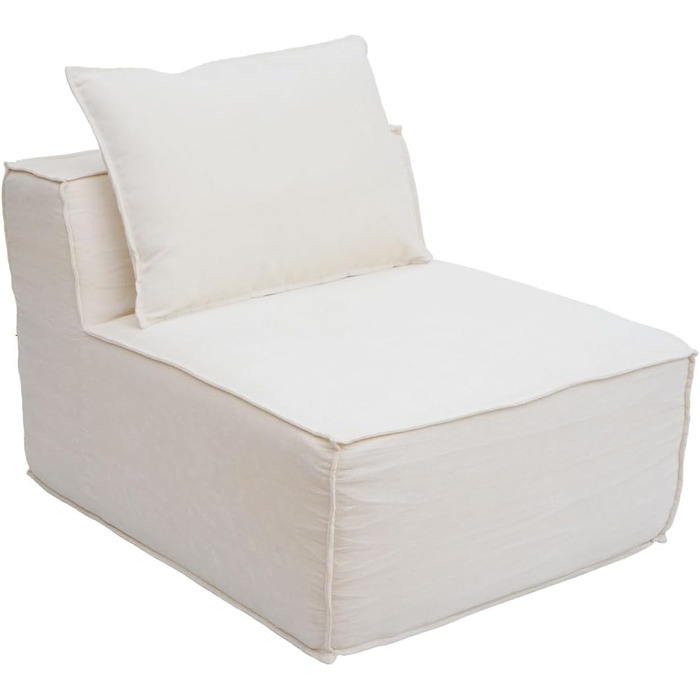 Диван-готель з оттоманкою, модульне розкладання праворуч/ліворуч, тканина/текстиль 63x270x190 см - кремовий, 54