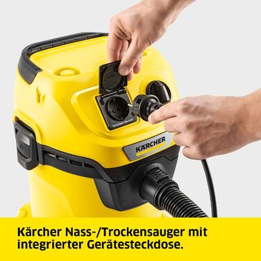 Пилосос для сухого та вологого прибирання Krcher WD 3 P V-19/4/20, вкл. картриджний фільтр, флісовий фільтрувальний мішок, 1000 Вт