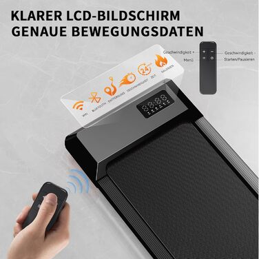 Килимок для ходьби Superun з нахилом 6 Бігова доріжка для дому, макс. 6 км/год та 12 км/год, із застосунком та пультом дистанційного керування Настільна бігова доріжка, макс. 136 кг, з багатофункціональними забігами та тренувальними смугами, 90 см, з нахи