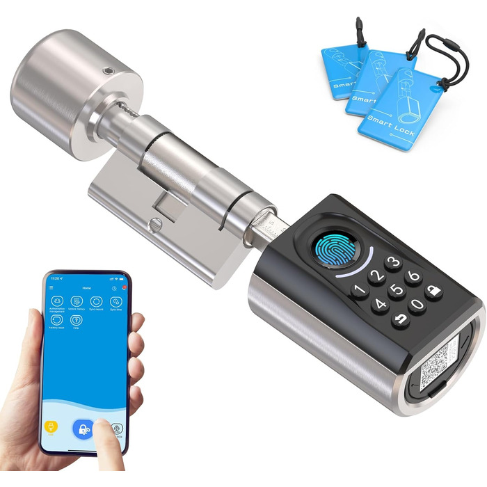 Дверний замок WELOCK з відбитком пальця ToucA51, код електронного замка, з RFID-картою, APP, WiFi, замок з відбитком пальця передніх дверей IP65, розумний замок, циліндр замка для дверей від 30-70 мм, розумний замок