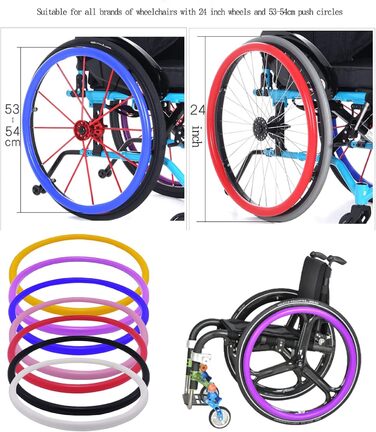 Дюйми - Чохли для рук для інвалідних візків, нековзкі/зносостійкі силіконові захисні чохли з великим колесом / 2 шт. фіолетовий, 24