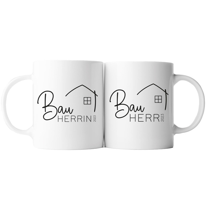 Набір керамічних кухлів з персоналізацією для будівництва будинку з роком будівельник домовласник 3 кухоль - справжня прикраса на будівельному майданчику подарунок для церемонії завершення будівництва біла ручка внутрішня частина