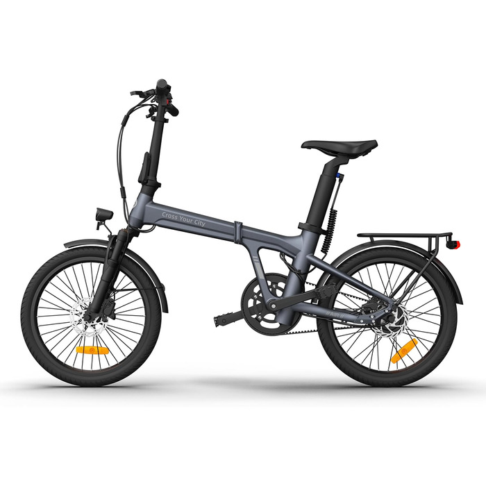 Електровелосипеди, Безщітковий двигун BAFANG, Складаний електровелосипед, Ремінний привід, Перемикання двох режимів, 20-дюймовий електровелосипед, 2/3 швидкості, ADO Smart App, 2,4-дюймовий IPS-дисплей, Жіночий/Чоловічий електровелосипед сірого кольору Ai