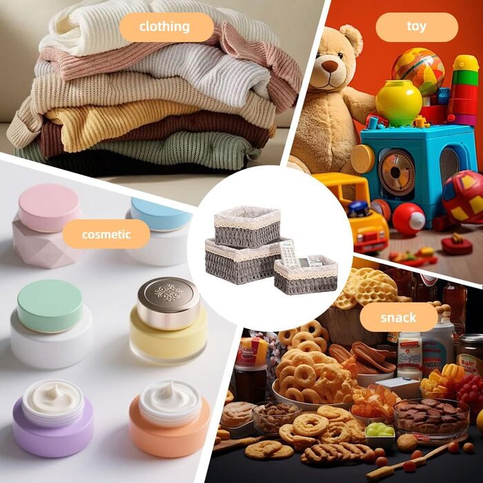 Набір кошиків для зберігання з 3 предметів, плетені кошики для зберігання в стилі бохо, декоративні кошики для дому, офісу, ванної кімнати та спальні (сірий)