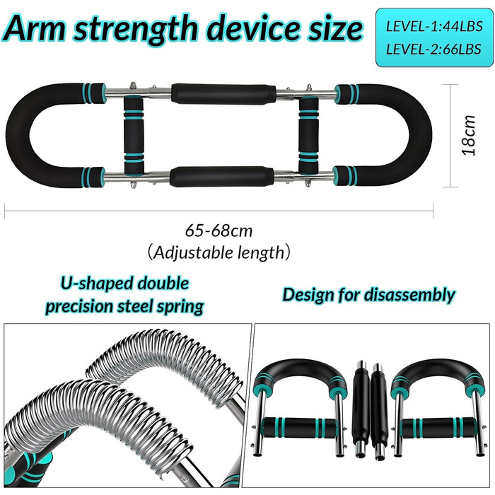 Тренажер для рук Ultimate Twister, регульований портативний тренажер для грудей та рук із пружинним опором від 18 до 45 кг, портативний знімний тренажер для верхньої частини тіла для дому та фітнесу