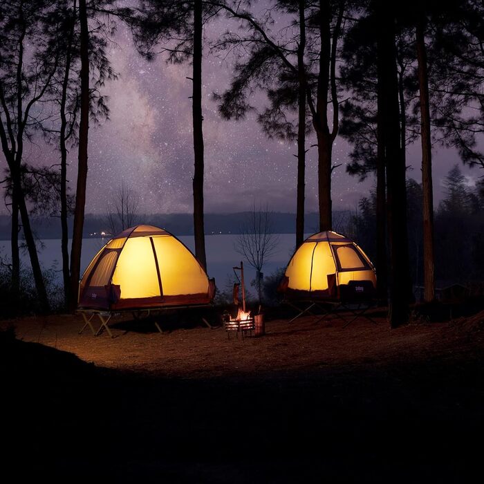 Розкладне ліжко SoBuy з тентом, 2 особи, 7-в-1 розкладний намет з повітряним насосом, мішок на колесах, спальний мішок, тент, водонепроникне кемпінгове ліжко, шезлонг для кемпінгу на відкритому повітрі, сімейний намет, зелений, 193x188x145 см, до 180 кг, 