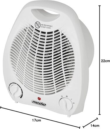 Тепловентилятор MESKO MS 7719 з 2 рівнями потужності 1000 Вт / 2000 Вт, охолодження повітря, подвійна функція, термостат, захист від перегріву, обігрівач для дому, ванної кімнати, кемпінгу, офісу
