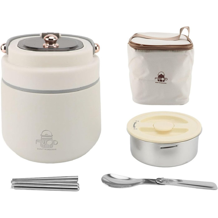 Вакуумно-ізольований контейнер для їжі з ложкою та паличками для їжі міцна ізоляція для офісу та школи.