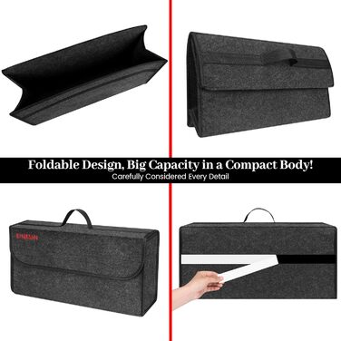 Органайзер для автомобіля Einesin, сумка для багажника з фетру з кріпленням на липучках, автоаксесуар для інструментів та автохімії, органайзер у багажник (30 * 15 * 30 см - )