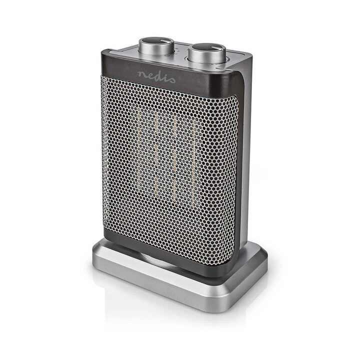 Керамічний PTC вентилятор-обігрівач - 1000/1500 Вт - 2 режими нагріву - Регульований термостат - Функція коливання - Захист від перегріву та перекидання - Сірий, 17GY -