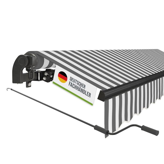 Ручний складаний тент empasa &39Start&39, сонцезахисний тент, алюміній/поліестер, повністю зібраний, різних розмірів та кольорів, 350 x 250, білий/антрацит, смужка