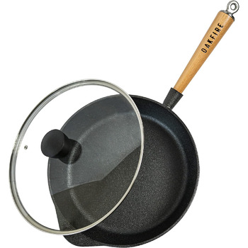 Чавунна сковорода Oakfire 28 см з кришкою - Чавунна сковорода для індукції - Міцна чавунна сковорода - Чавунна сковорода для гриля