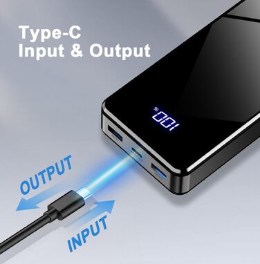 МАг 22,5 Вт із входом і виходом USB-C, зовнішній акумулятор стільникового телефону PD 3.0 QC 4.0, сумісний з iPhone, Galaxy та іншими чорний, 26800