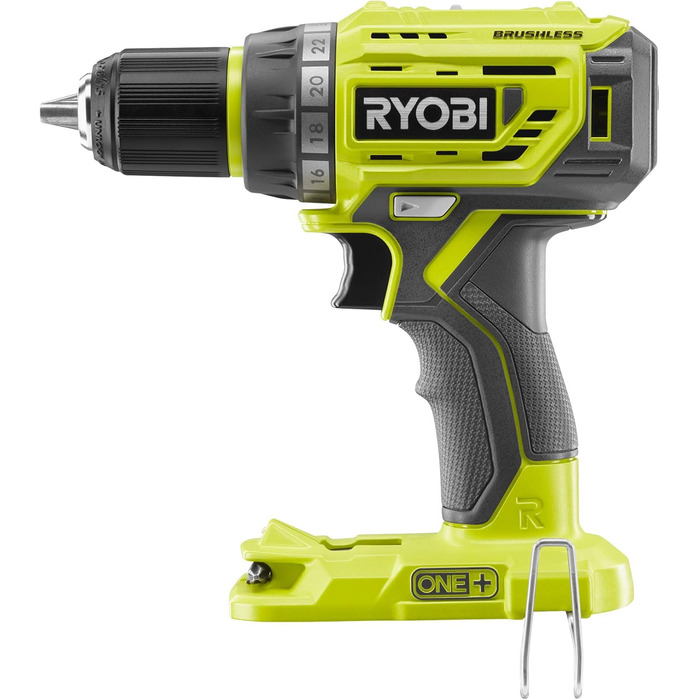 Дриль-шуруповерт Ryobi R18DD7-0 (без акумулятора, світлодіодне підсвічування, 18 В, швидкозажимний патрон 13 мм, 2 передачі, макс.