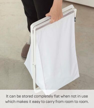 Кошик для білизни Yamazaki 2484 TOWER, білий, сталь/поліестер/поліпропілен, мінімалістичний, 30 x 36 x 64 см