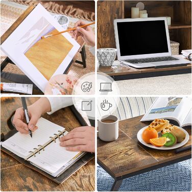 Стіл для ноутбука SONGMICS, складаний, з регульованою висотою, для ліжка та дивана, до 14,3 дюймів, 71 x 23 см, вінтажний коричневий LLD110B01