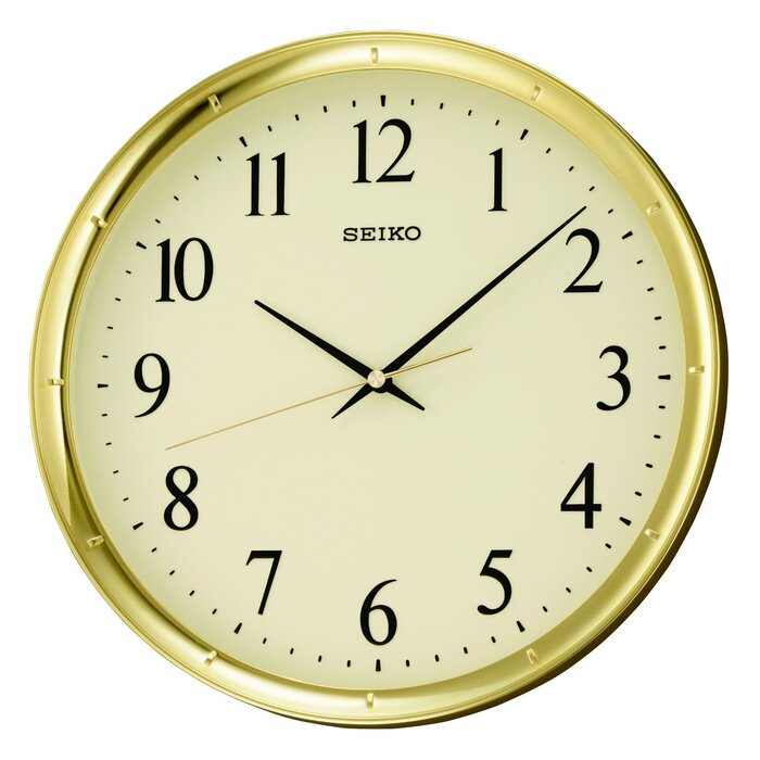 Настінний годинник Seiko QXA417G золотистого кольору, пластик, плавний хід секундної стрілки