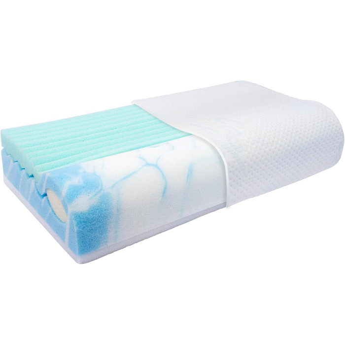 Подушка для шиї Dream Castle Climate Control Coolmax - Гібридна пінопластова основа (RG50) для оптимального клімату сну з ламінованою еластичною термопіною (дихаючою) - 40x60 см