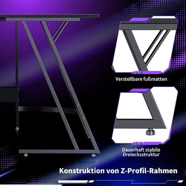 Геймерський стіл Yansee L-подібної форми, кутовий стіл для геймерів, великий комп&39ютерний стіл, 130x130 см, чорний