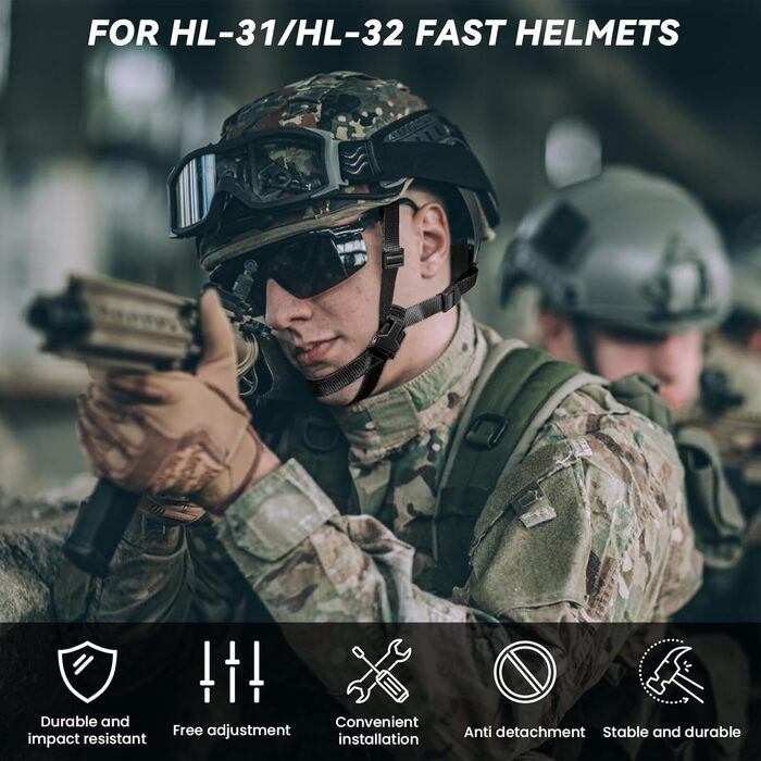 Тактичний шолом, ремінець для підборіддя, регульований циферблат, 4-точкова система підвіски з гвинтами та болтами для HL-31/HL-32 FAST MICH Bump Wendy, аксесуар для тактичного шолома, чорний