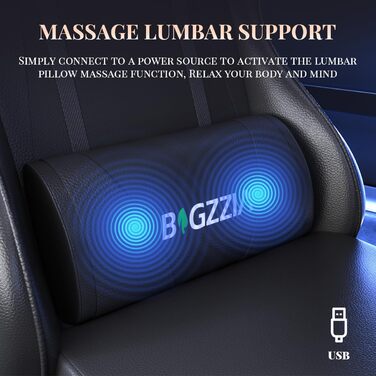 Ігрове крісло bigzzia з функцією масажу та висувною підставкою для ніг, ергономічне поворотне крісло, регульована спинка 90-135, м&39яке ігрове крісло з масажною поперековою подушкою та підголівником, чорне