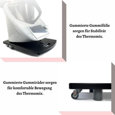 Розсувна дошка для роликової дошки Thermomix TM5 TM6 слайдер без зусиль переміщається та надійно тримається (чорна з дерева)