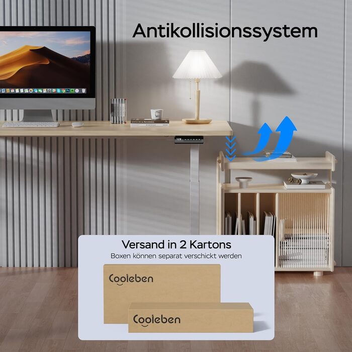 Стіл з регулюванням висоти та двома двигунами, цільна стільниця 25 мм, інтелектуальне керування з 4 налаштуваннями пам&39яті, вантажопідйомність 35 кг, тихий &lt45 дБ (бежевий білий, 160 см x 80 см) Бежевий білий 160 см x 80 см