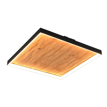 Стельовий LED-світильник Trio Leuchten Kalea 655510130, матовий чорний метал та сосна, 41 Вт, Switch Dimmer, колір дерева