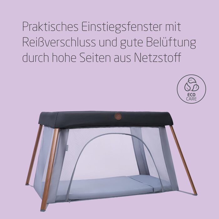 Дорожнє ліжечко 2-в-1 для немовлят, 0-3 роки, 0-15 кг, Компактне дорожнє ліжечко, 2 рівні, Бічне вікно, Складане та легке, Розширюваний матрац, Екологічно чисте, Essential Graphite Iris2 Essential Graphite, 2