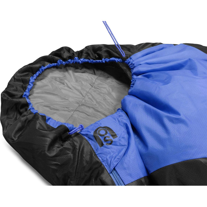 Ультралегкий спальний мішок normani Runty КОМПАКТНИЙ РОЗМІР Наповнювач з 3D мікрофібри Microtech, водонепроникний літній спальний мішок темно-синього кольору 210 см x 75 см x 60 см (правий)