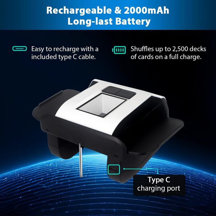 Автоматичний змішувач карт Shufflebox S1 з акумулятором 2000mAh, безшумна машина для перемішування двох колод, компактний розмір