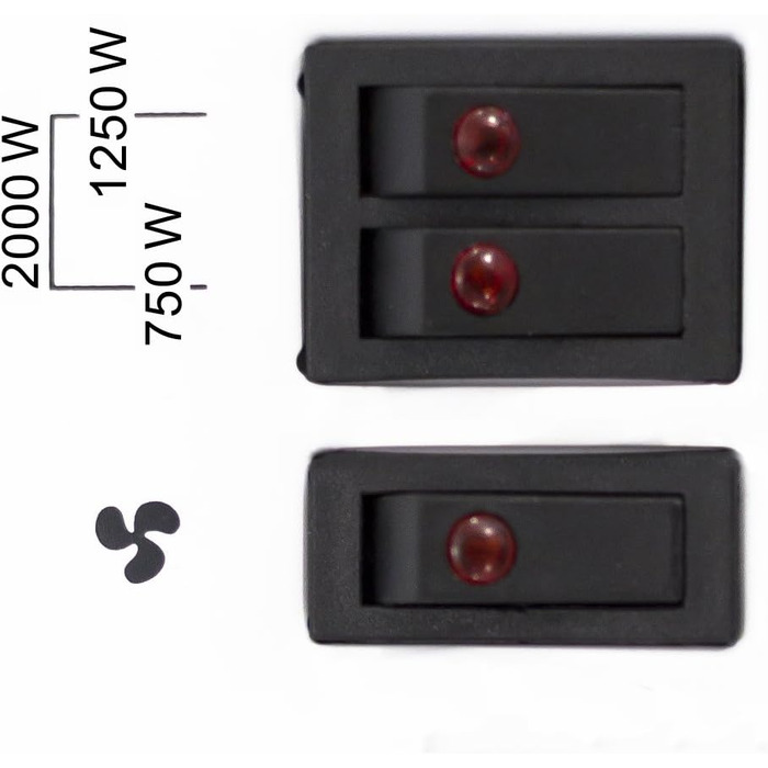 Конвекторний обігрівач TROTEC TCH 22 E Теплова потужність 750 Вт / 1250 Вт / 2000 Вт Електричний радіатор з таймером