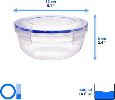 Набір пластикових контейнерів для зберігання продуктів Grizzly, 8 контейнерів з кришками, плоскі, круглі, штабелюються, ударостійкі, можна використовувати в мікрохвильовій печі та посудомийній машині, 8 x 400 мл
